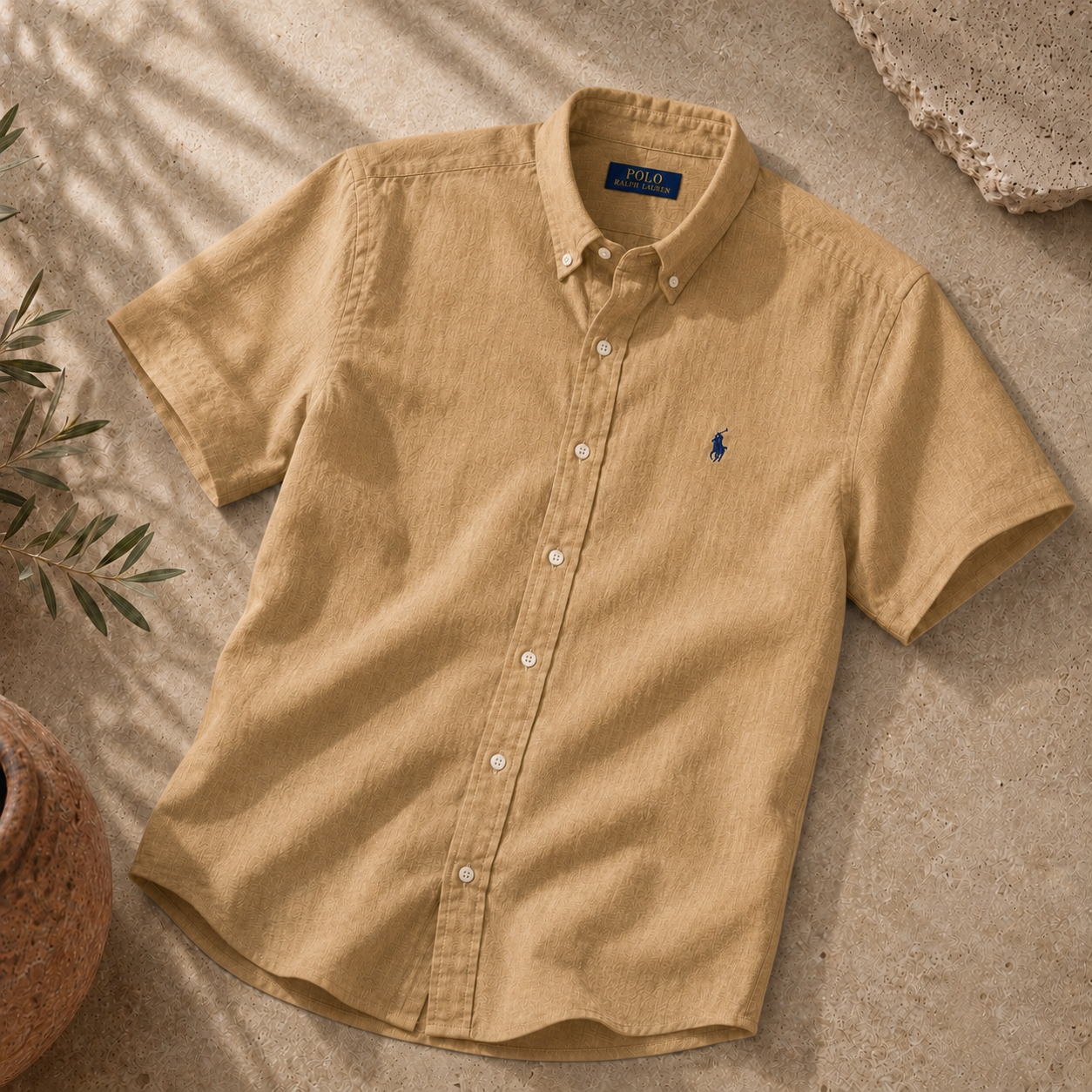 RL Polo Camel Tan Linen Shirt