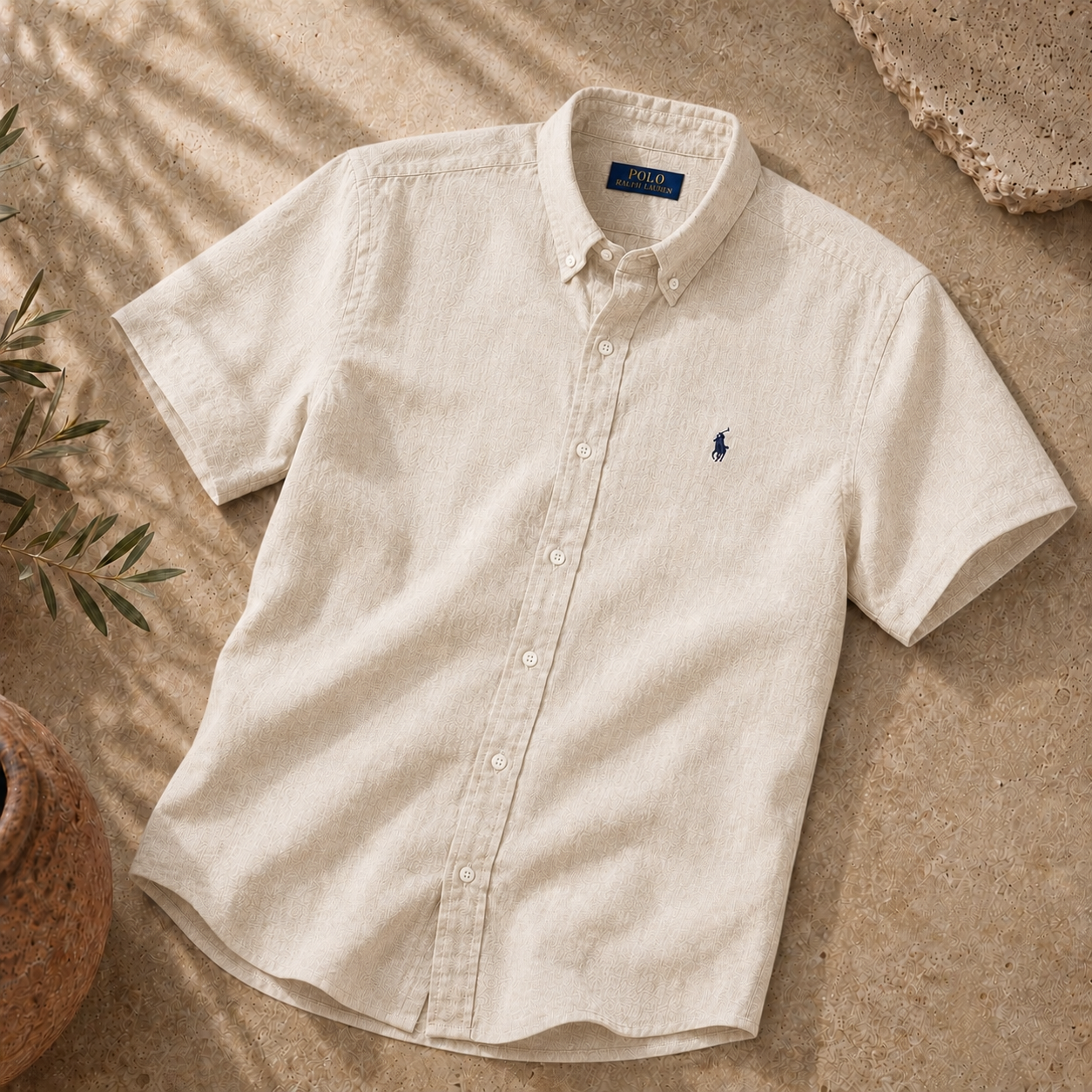 RL Polo Oat Meal Beige Linen Shirt