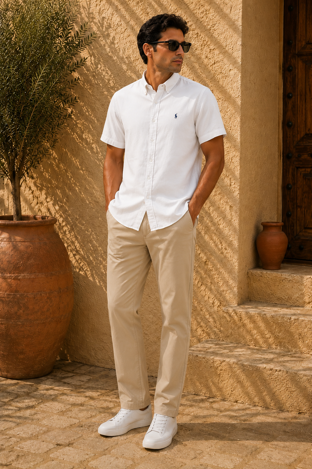 RL Polo Cresp Ivory White Linen Shirt