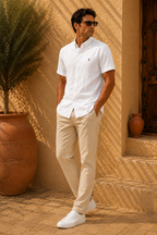 RL Polo Cresp Ivory White Linen Shirt