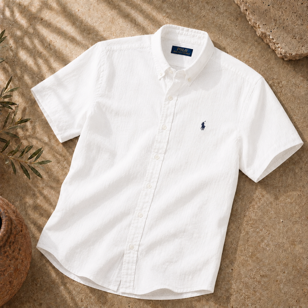 RL Polo Cresp Ivory White Linen Shirt