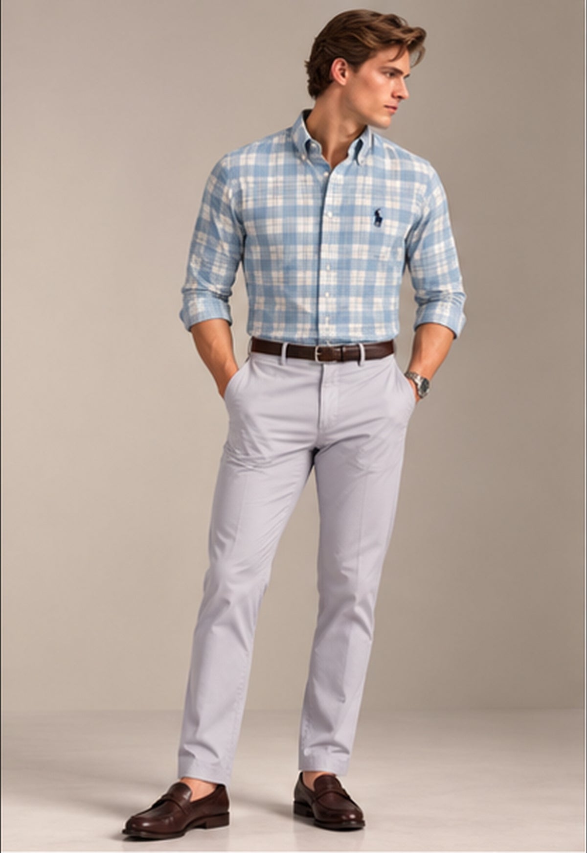 RL Polo Plaid Oxford Power Blue Shirt