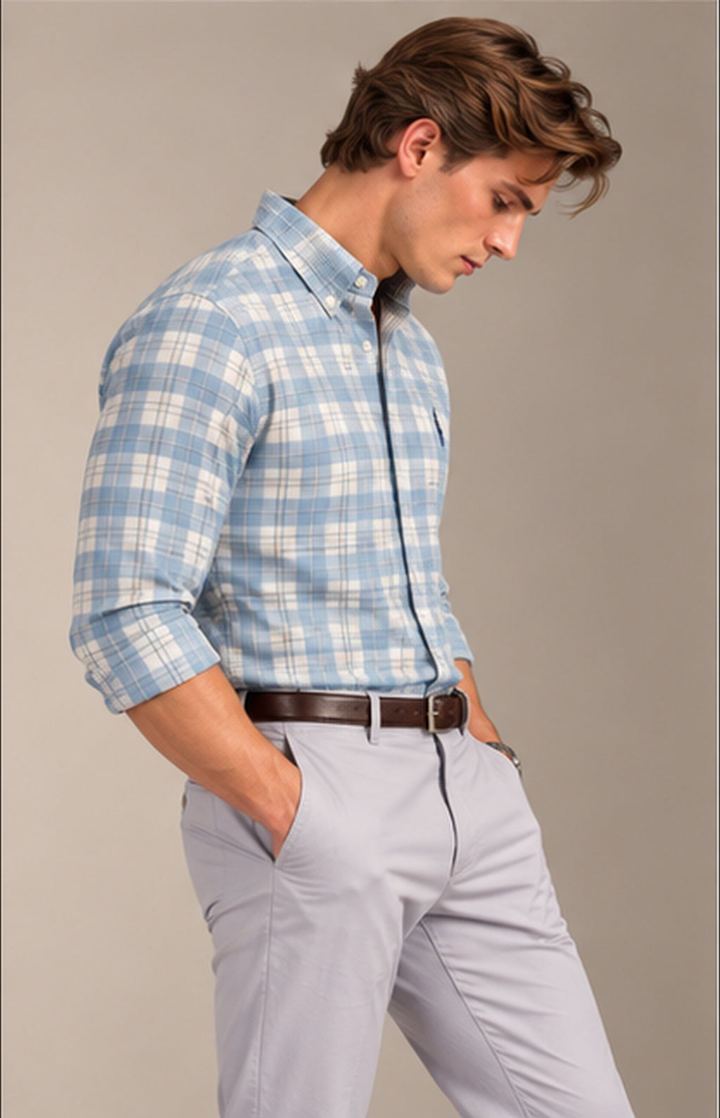 RL Polo Plaid Oxford Power Blue Shirt