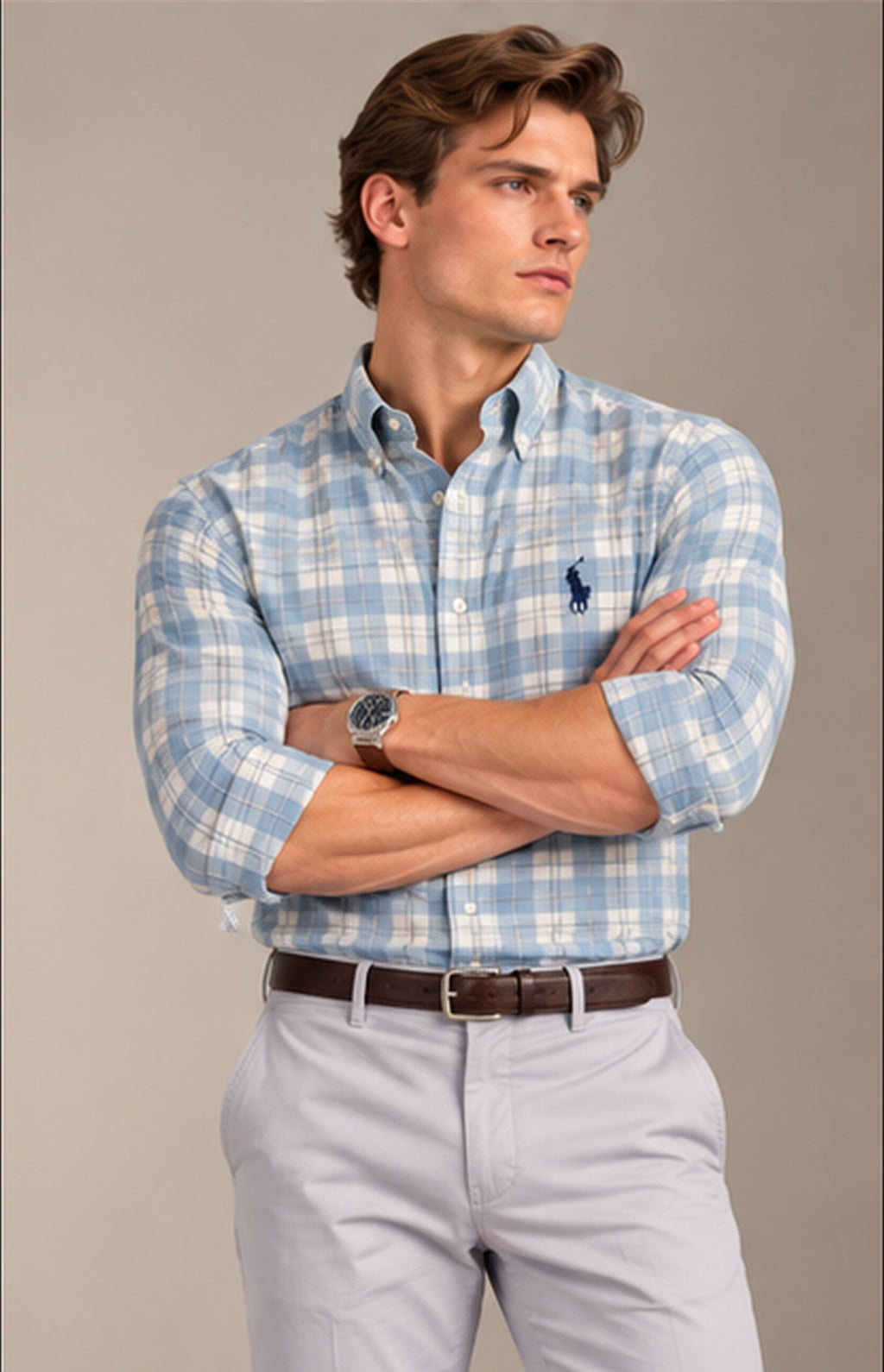RL Polo Plaid Oxford Power Blue Shirt