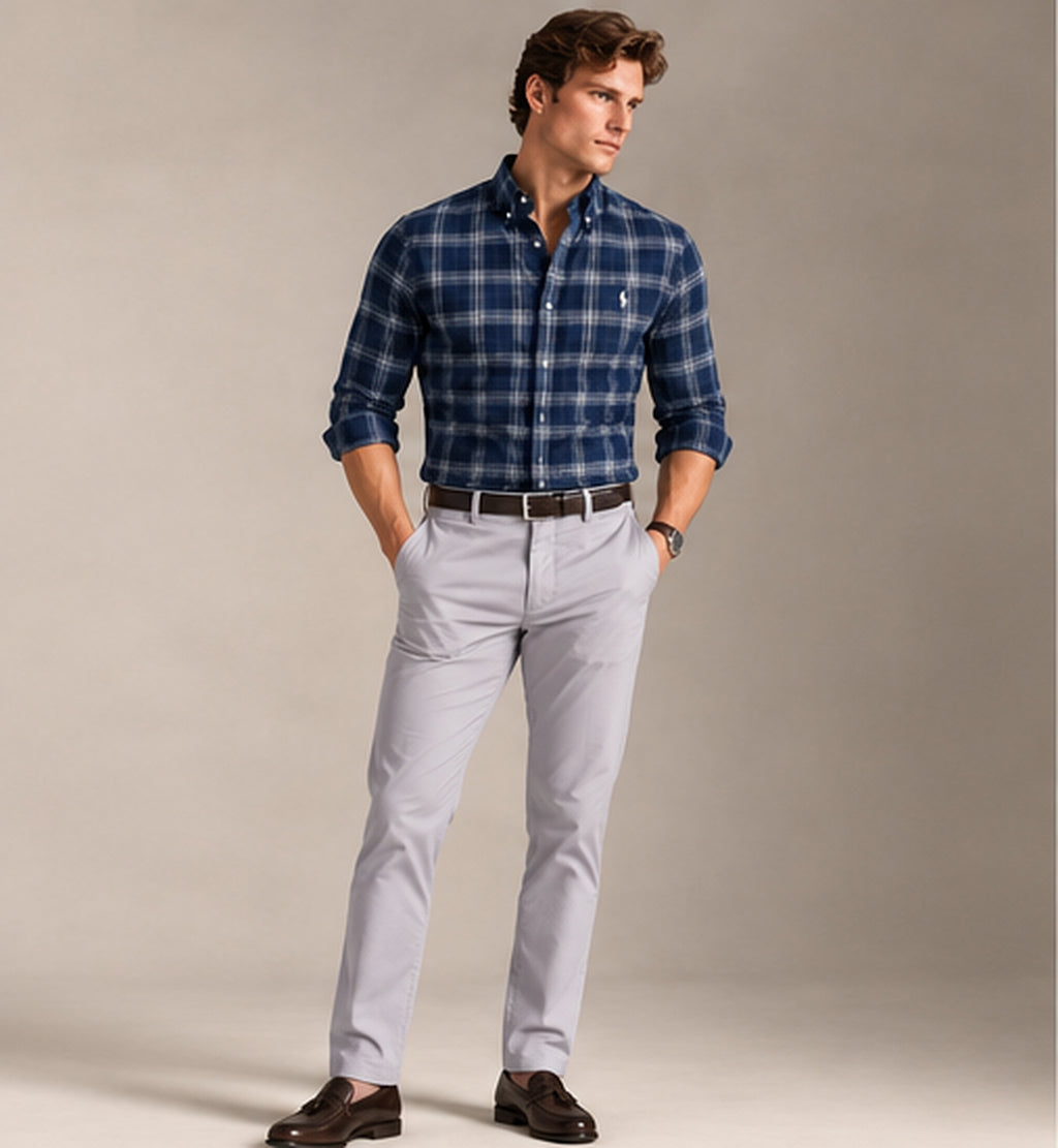 RL Polo Plaid Oxford Deep Navy Shirt