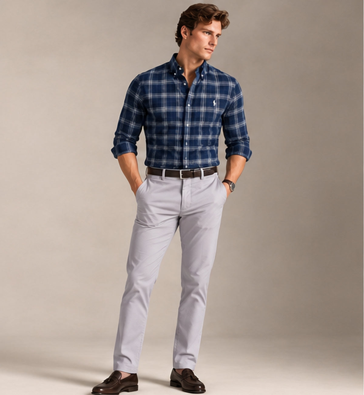 RL Polo Plaid Oxford Deep Navy Shirt