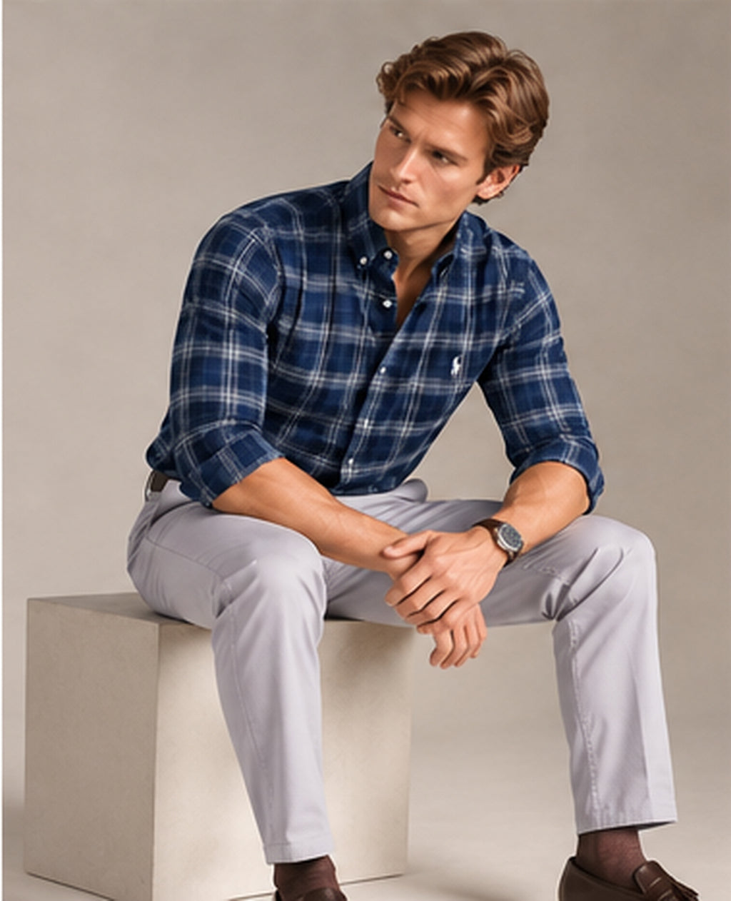 RL Polo Plaid Oxford Deep Navy Shirt