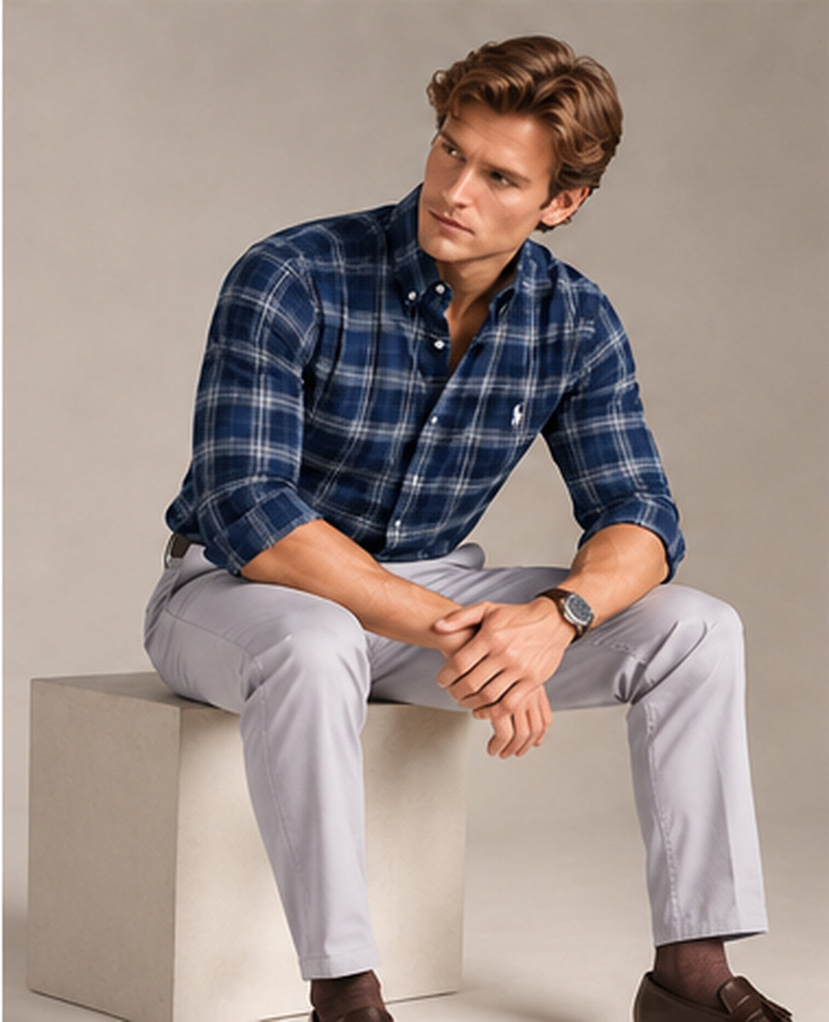 RL Polo Plaid Oxford Deep Navy Shirt