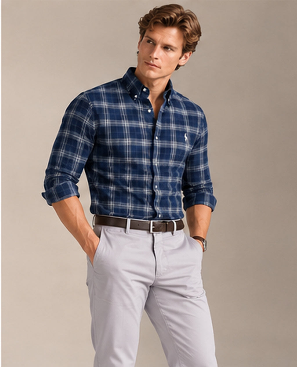 RL Polo Plaid Oxford Deep Navy Shirt