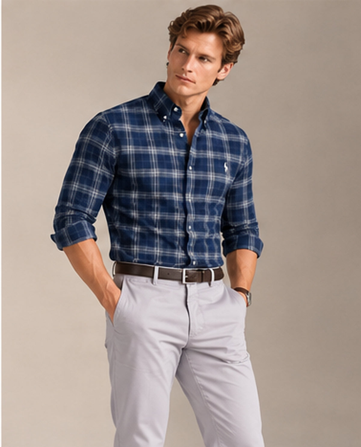 RL Polo Plaid Oxford Deep Navy Shirt