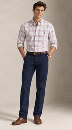 RL Polo Plaid Oxford Mauve Mist Shirt