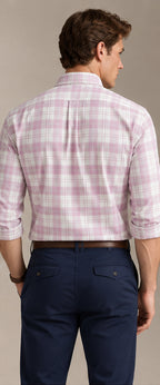 RL Polo Plaid Oxford Mauve Mist Shirt