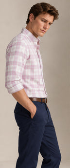 RL Polo Plaid Oxford Mauve Mist Shirt