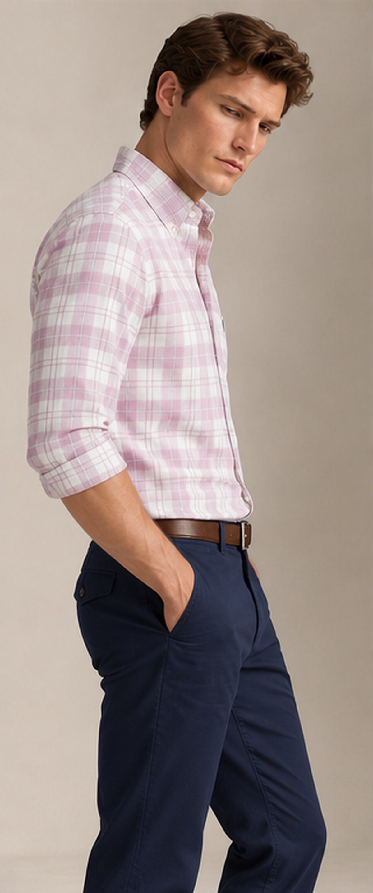 RL Polo Plaid Oxford Mauve Mist Shirt