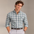 RL Polo Plaid Oxford Sage Blue Shirt