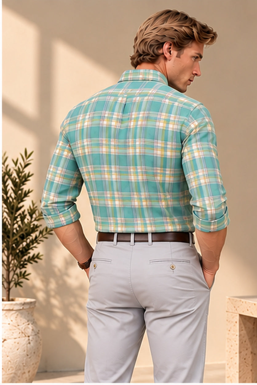 RL Polo Plaid Oxford Sage Mist Shirt