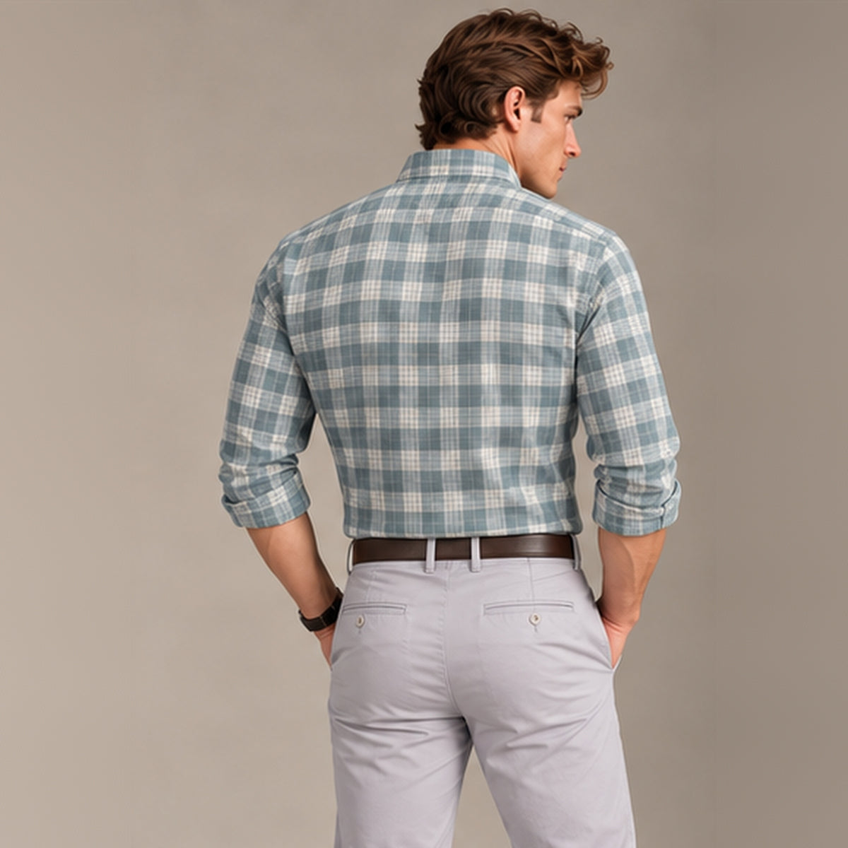 RL Polo Plaid Oxford Sage Blue Shirt