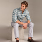 RL Polo Plaid Oxford Sage Blue Shirt