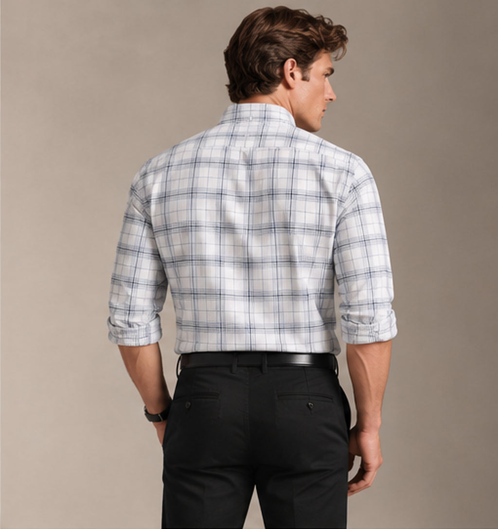 RL Polo Plaid Oxford Cloud Grey Shirt